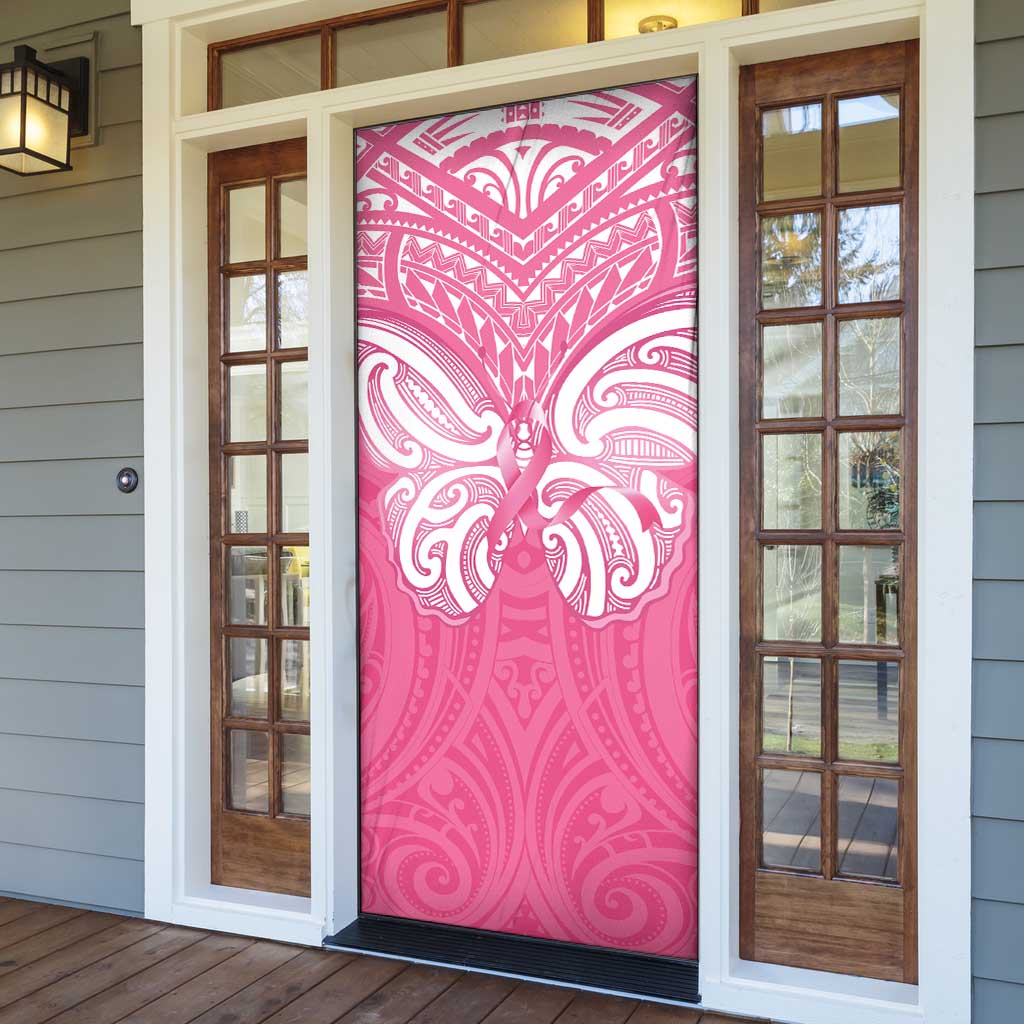 New Zealand Breast Cancer Awareness Door Cover Maori Butterfly Pink Ribbon LT14 - Polynesian Pride
