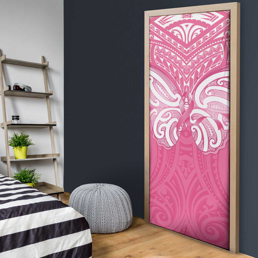 New Zealand Breast Cancer Awareness Door Cover Maori Butterfly Pink Ribbon LT14 - Polynesian Pride