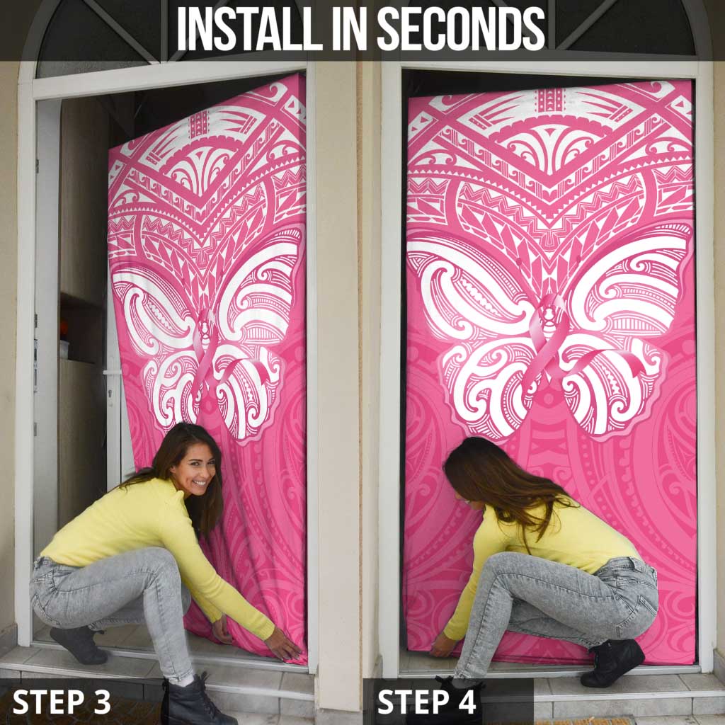 New Zealand Breast Cancer Awareness Door Cover Maori Butterfly Pink Ribbon LT14 - Polynesian Pride