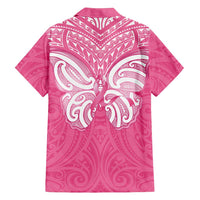 New Zealand Breast Cancer Awareness Family Matching Long Sleeve Bodycon Dress and Hawaiian Shirt Maori Butterfly Pink Ribbon LT14 - Polynesian Pride