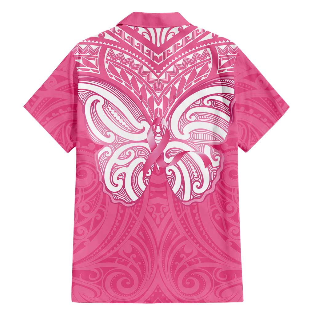 New Zealand Breast Cancer Awareness Family Matching Short Sleeve Bodycon Dress and Hawaiian Shirt Maori Butterfly Pink Ribbon LT14 - Polynesian Pride