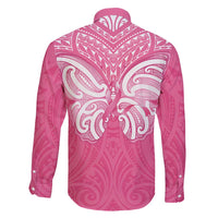 New Zealand Breast Cancer Awareness Family Matching Short Sleeve Bodycon Dress and Hawaiian Shirt Maori Butterfly Pink Ribbon LT14 - Polynesian Pride
