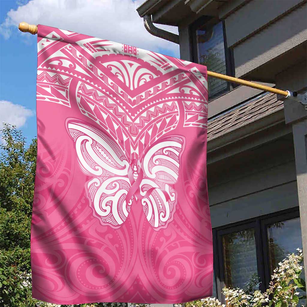 New Zealand Breast Cancer Awareness Garden Flag Maori Butterfly Pink Ribbon LT14 - Polynesian Pride