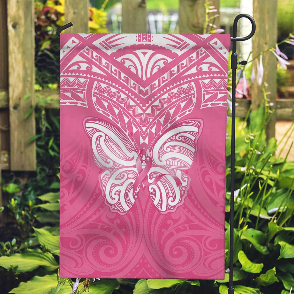 New Zealand Breast Cancer Awareness Garden Flag Maori Butterfly Pink Ribbon LT14 Garden Flag Pink - Polynesian Pride