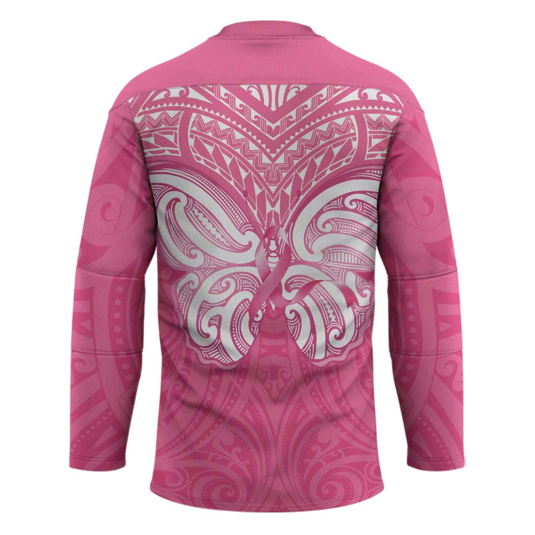 New Zealand Breast Cancer Awareness Hockey Jersey Maori Butterfly Pink Ribbon LT14 - Polynesian Pride