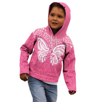 New Zealand Breast Cancer Awareness Kid Hoodie Maori Butterfly Pink Ribbon LT14 - Polynesian Pride