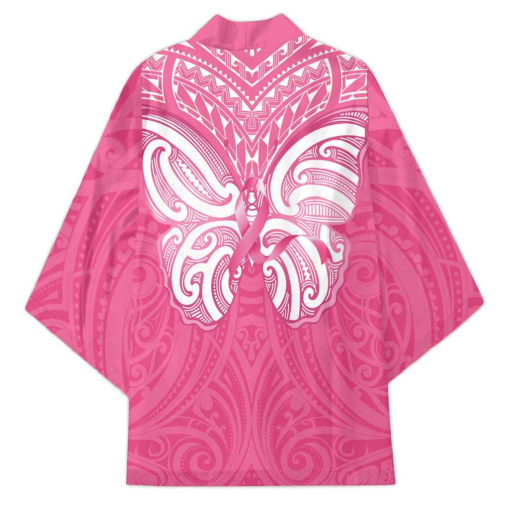 New Zealand Breast Cancer Awareness Kimono Maori Butterfly Pink Ribbon LT14 - Polynesian Pride