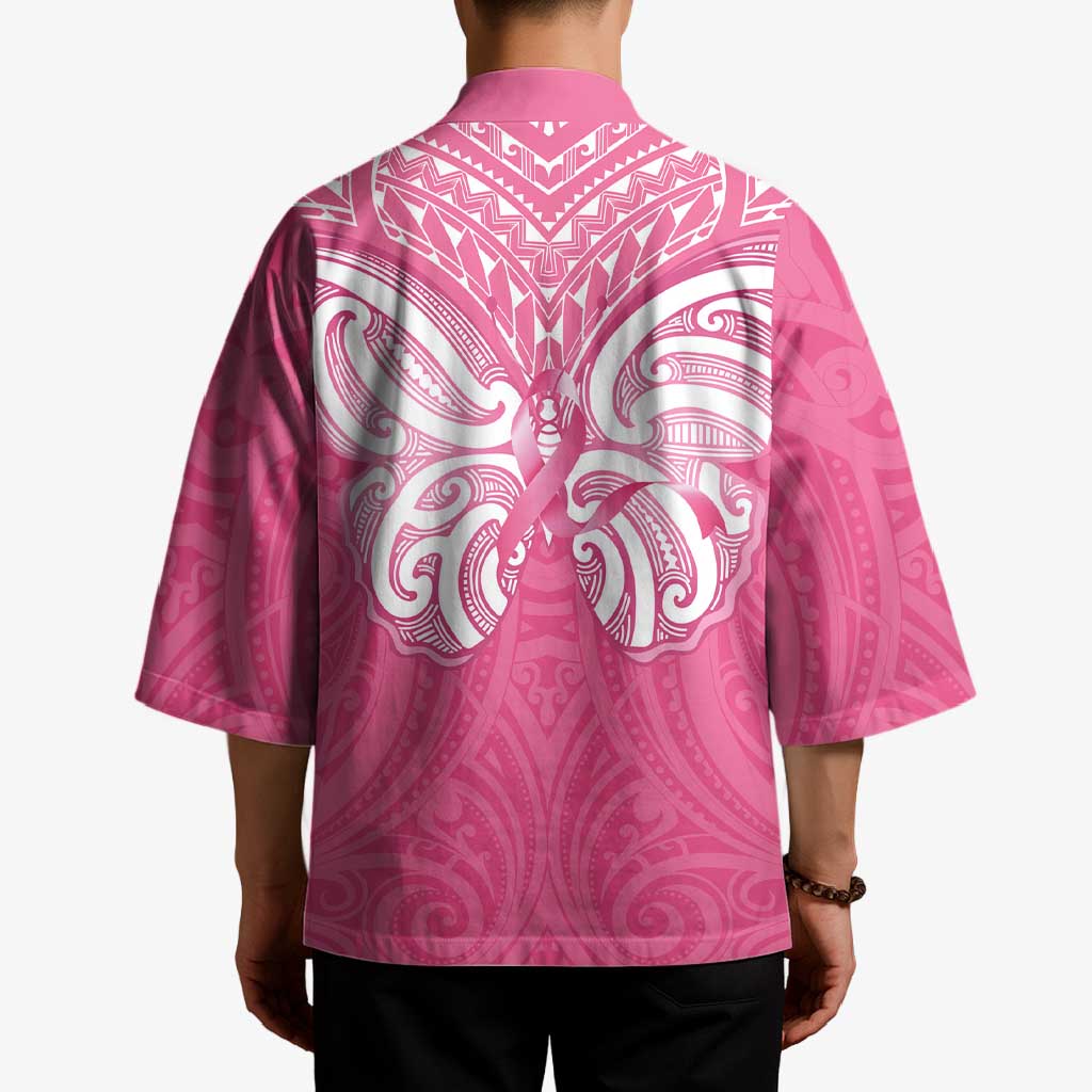 New Zealand Breast Cancer Awareness Kimono Maori Butterfly Pink Ribbon LT14 - Polynesian Pride