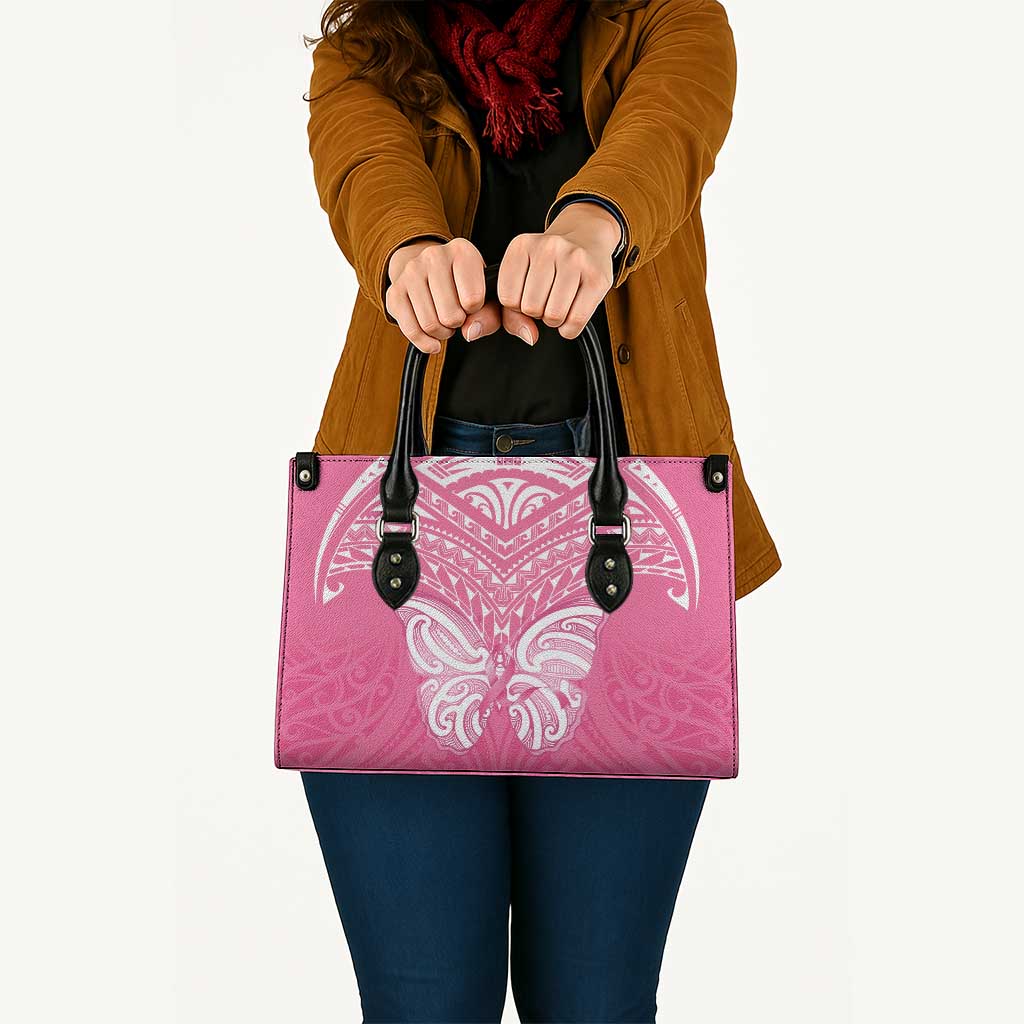 New Zealand Breast Cancer Awareness Leather Bag Maori Butterfly Pink Ribbon LT14 Pink - Polynesian Pride