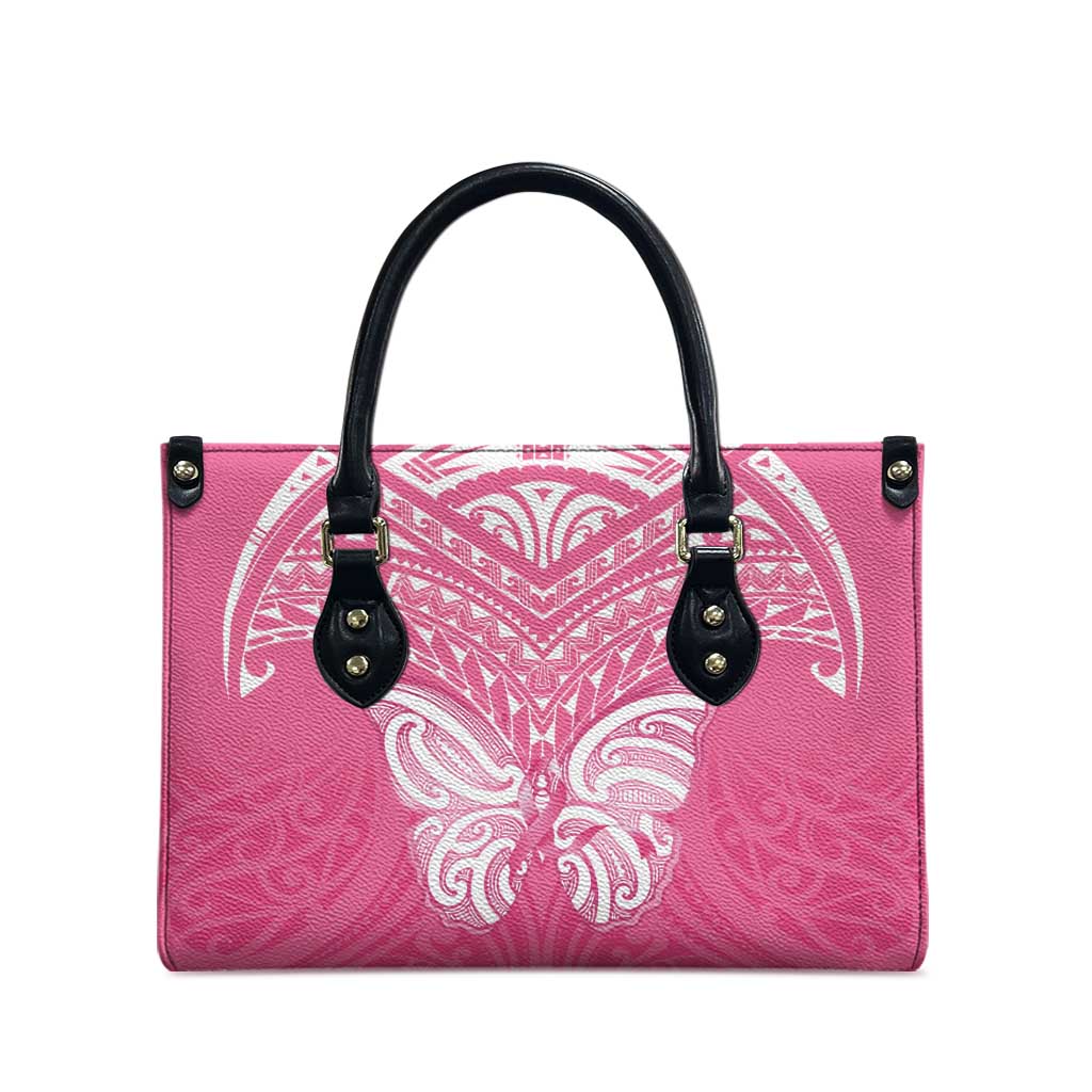 New Zealand Breast Cancer Awareness Leather Bag Maori Butterfly Pink Ribbon LT14 - Polynesian Pride