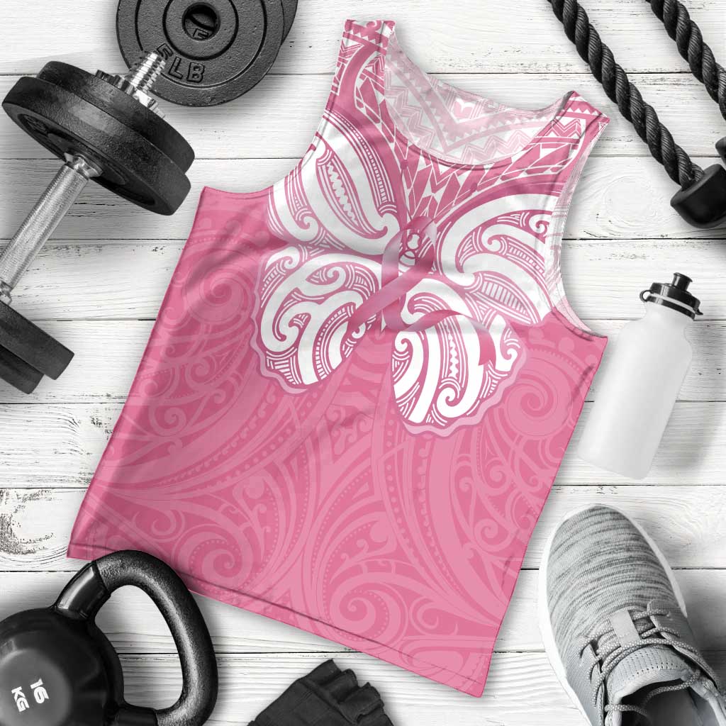 New Zealand Breast Cancer Awareness Men Tank Top Maori Butterfly Pink Ribbon LT14 - Polynesian Pride