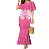 New Zealand Breast Cancer Awareness Mermaid Dress Maori Butterfly Pink Ribbon LT14 Women Pink - Polynesian Pride