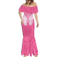 New Zealand Breast Cancer Awareness Mermaid Dress Maori Butterfly Pink Ribbon LT14 - Polynesian Pride