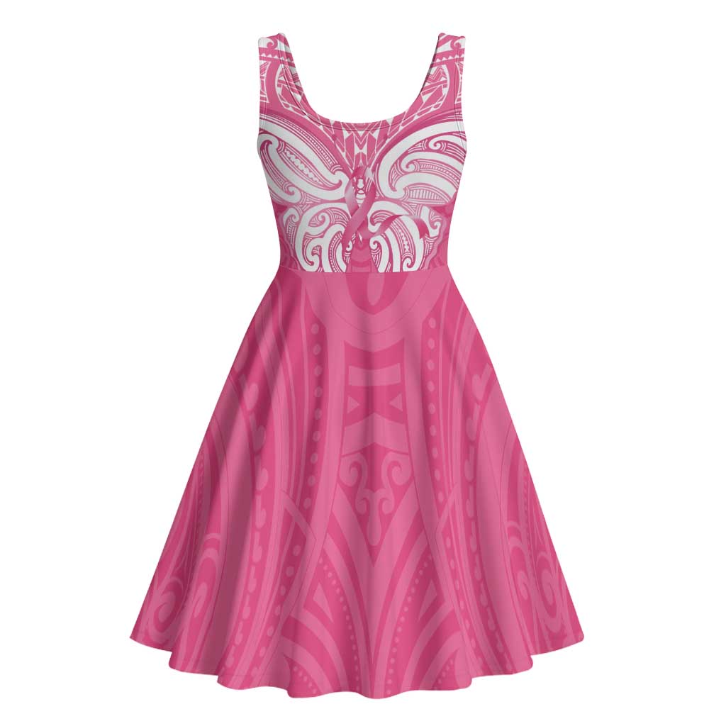 New Zealand Breast Cancer Awareness Midi Dress Maori Butterfly Pink Ribbon LT14 - Polynesian Pride