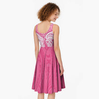 New Zealand Breast Cancer Awareness Midi Dress Maori Butterfly Pink Ribbon LT14 - Polynesian Pride