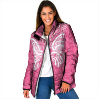 New Zealand Breast Cancer Awareness Padded Jacket Maori Butterfly Pink Ribbon LT14 Women Pink - Polynesian Pride