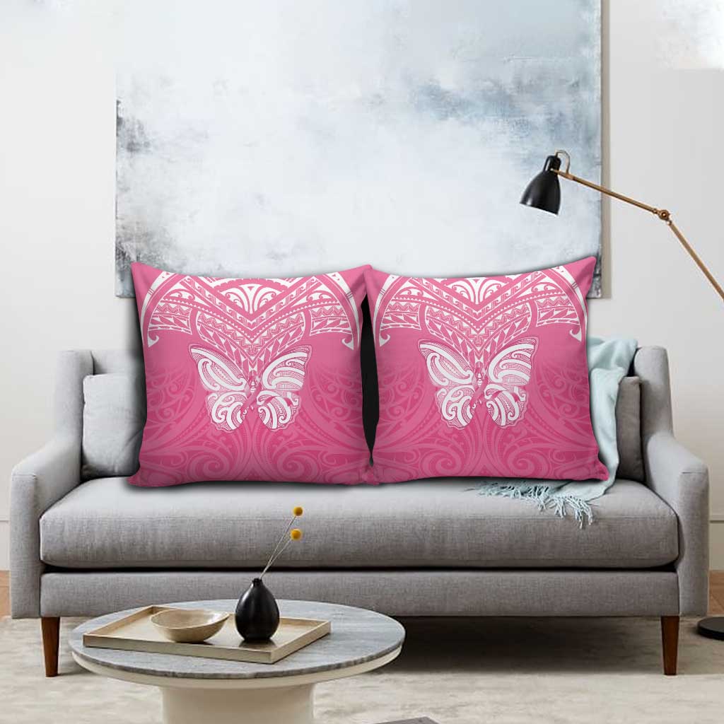 New Zealand Breast Cancer Awareness Pillow Cover Maori Butterfly Pink Ribbon LT14 - Polynesian Pride