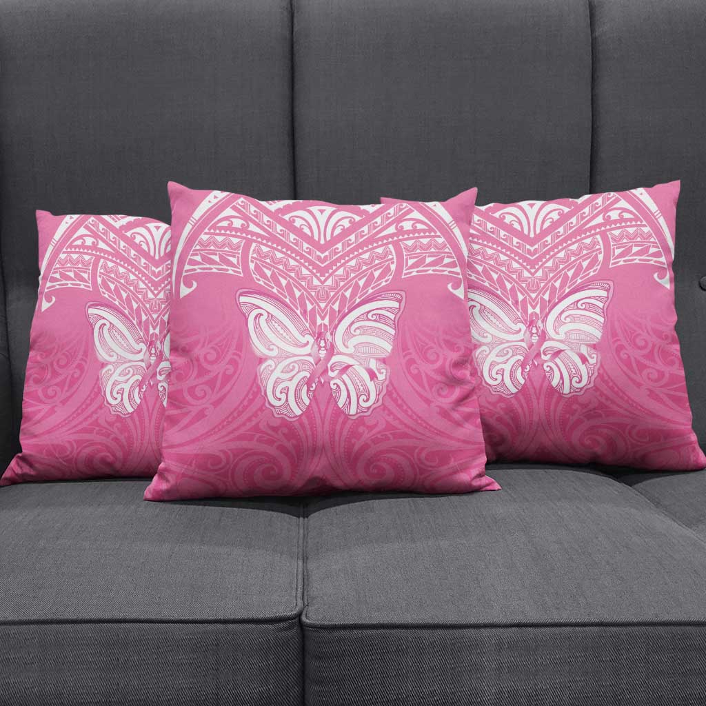 New Zealand Breast Cancer Awareness Pillow Cover Maori Butterfly Pink Ribbon LT14 - Polynesian Pride