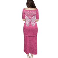 New Zealand Breast Cancer Awareness Puletasi Maori Butterfly Pink Ribbon LT14 - Polynesian Pride