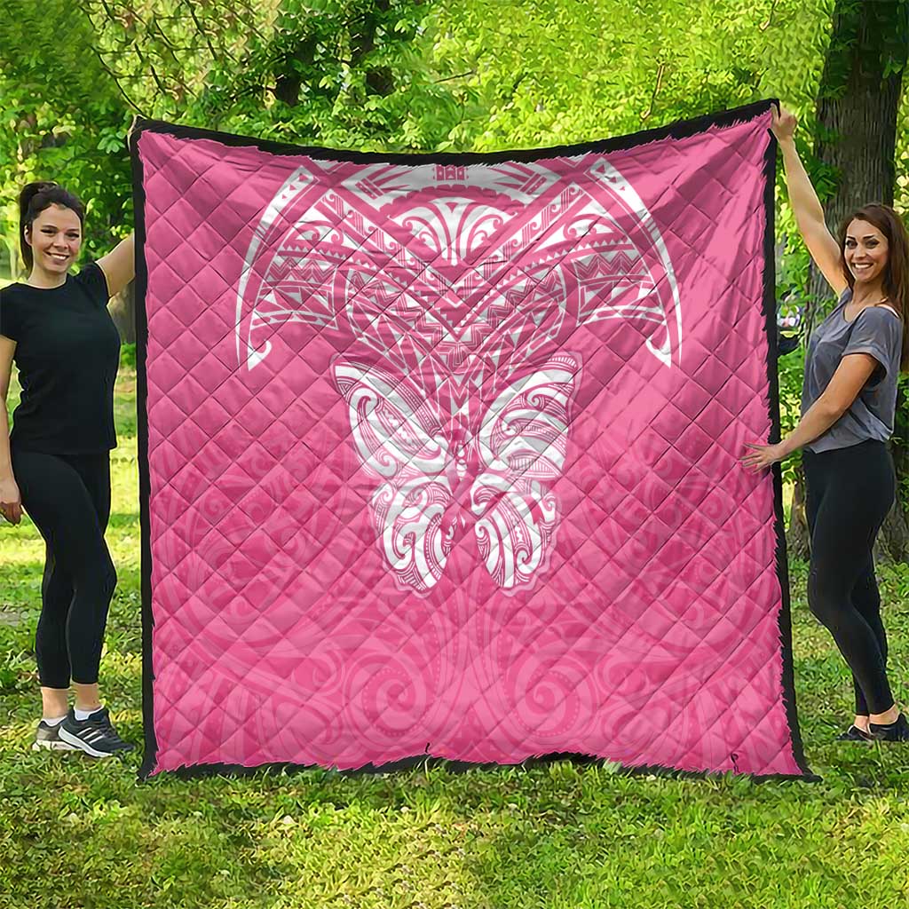 New Zealand Breast Cancer Awareness Quilt Maori Butterfly Pink Ribbon LT14 - Polynesian Pride