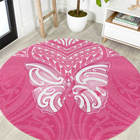 New Zealand Breast Cancer Awareness Round Carpet Maori Butterfly Pink Ribbon LT14 Pink - Polynesian Pride