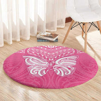 New Zealand Breast Cancer Awareness Round Carpet Maori Butterfly Pink Ribbon LT14 - Polynesian Pride