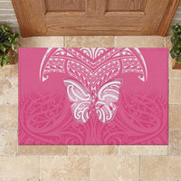 New Zealand Breast Cancer Awareness Rubber Doormat Maori Butterfly Pink Ribbon LT14 Pink - Polynesian Pride