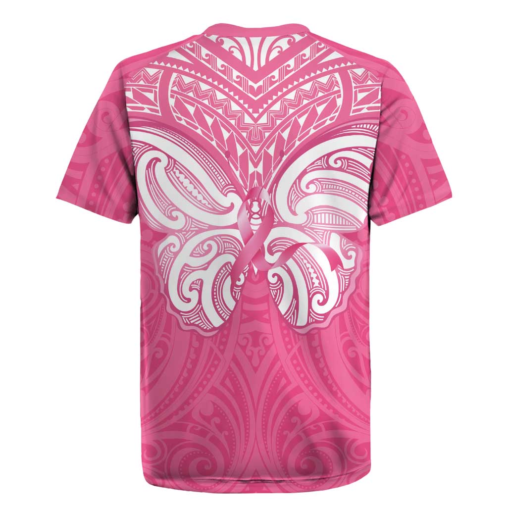 New Zealand Breast Cancer Awareness Rugby Jersey Maori Butterfly Pink Ribbon LT14 - Polynesian Pride