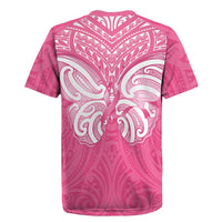 New Zealand Breast Cancer Awareness Rugby Jersey Maori Butterfly Pink Ribbon LT14 - Polynesian Pride