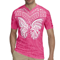 New Zealand Breast Cancer Awareness Rugby Jersey Maori Butterfly Pink Ribbon LT14 - Polynesian Pride