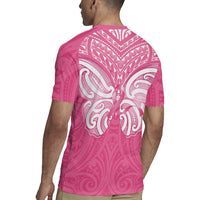 New Zealand Breast Cancer Awareness Rugby Jersey Maori Butterfly Pink Ribbon LT14 - Polynesian Pride