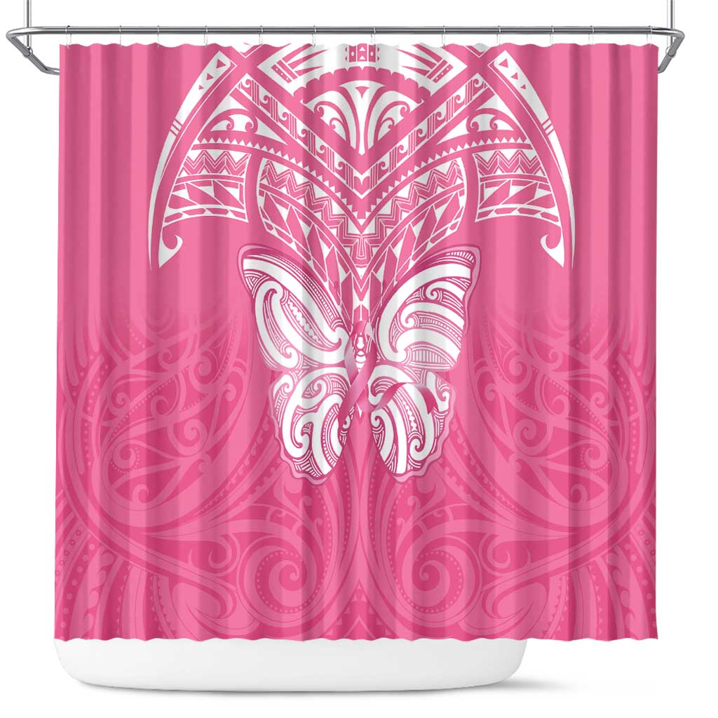 New Zealand Breast Cancer Awareness Shower Curtain Maori Butterfly Pink Ribbon LT14 Pink - Polynesian Pride