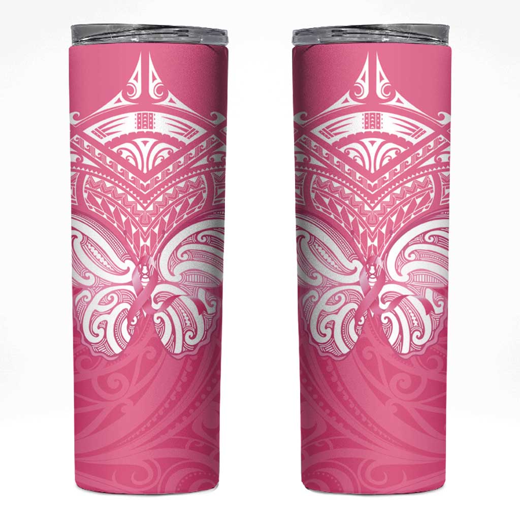 New Zealand Breast Cancer Awareness Skinny Tumbler Maori Butterfly Pink Ribbon LT14 Pink - Polynesian Pride