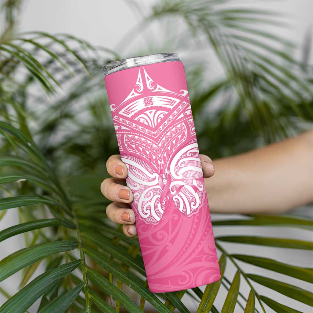 New Zealand Breast Cancer Awareness Skinny Tumbler Maori Butterfly Pink Ribbon LT14 - Polynesian Pride