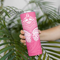 New Zealand Breast Cancer Awareness Skinny Tumbler Maori Butterfly Pink Ribbon LT14 - Polynesian Pride