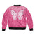 New Zealand Breast Cancer Awareness Sleeve Zip Bomber Jacket Maori Butterfly Pink Ribbon - Polynesian Pride