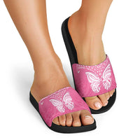 New Zealand Breast Cancer Awareness Slide Sandals Maori Butterfly Pink Ribbon LT14 - Polynesian Pride