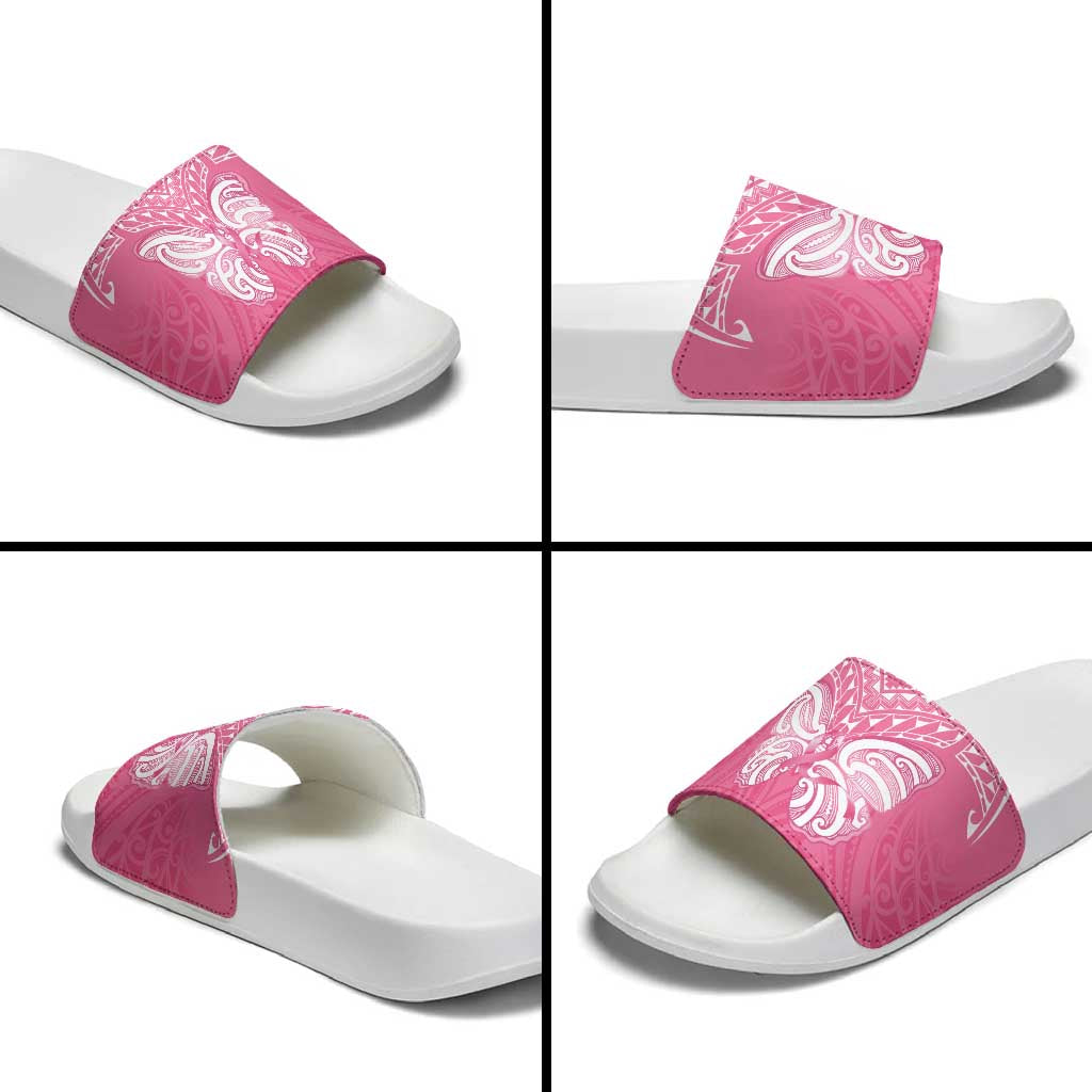 New Zealand Breast Cancer Awareness Slide Sandals Maori Butterfly Pink Ribbon LT14 - Polynesian Pride