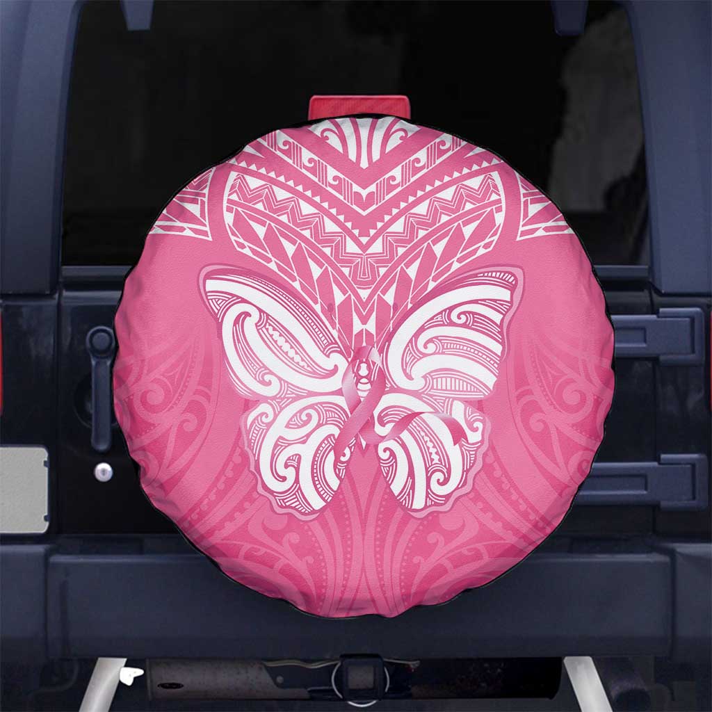 New Zealand Breast Cancer Awareness Spare Tire Cover Maori Butterfly Pink Ribbon LT14 No hole Pink - Polynesian Pride