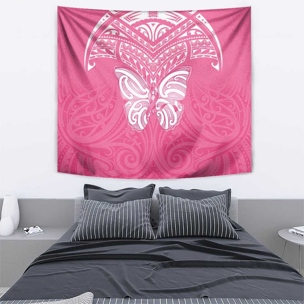 New Zealand Breast Cancer Awareness Tapestry Maori Butterfly Pink Ribbon LT14 - Polynesian Pride