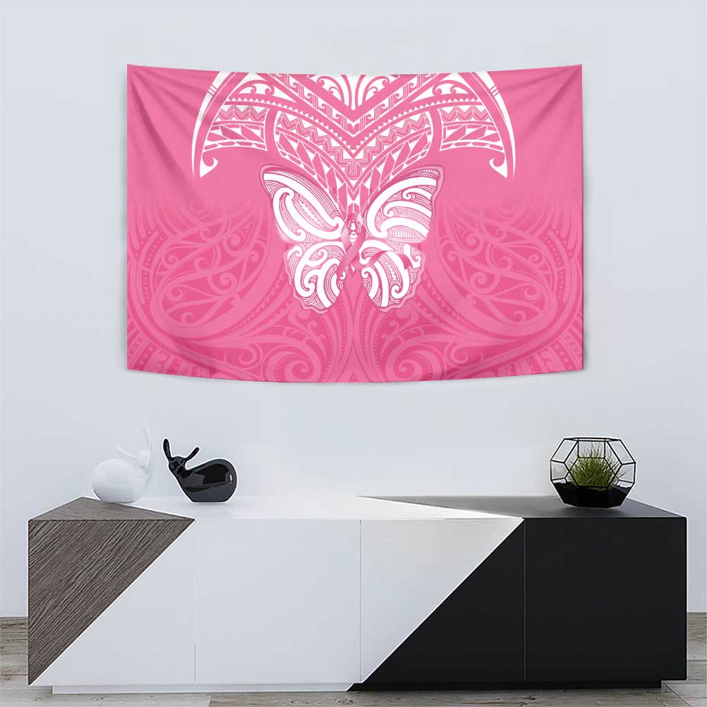New Zealand Breast Cancer Awareness Tapestry Maori Butterfly Pink Ribbon LT14 - Polynesian Pride
