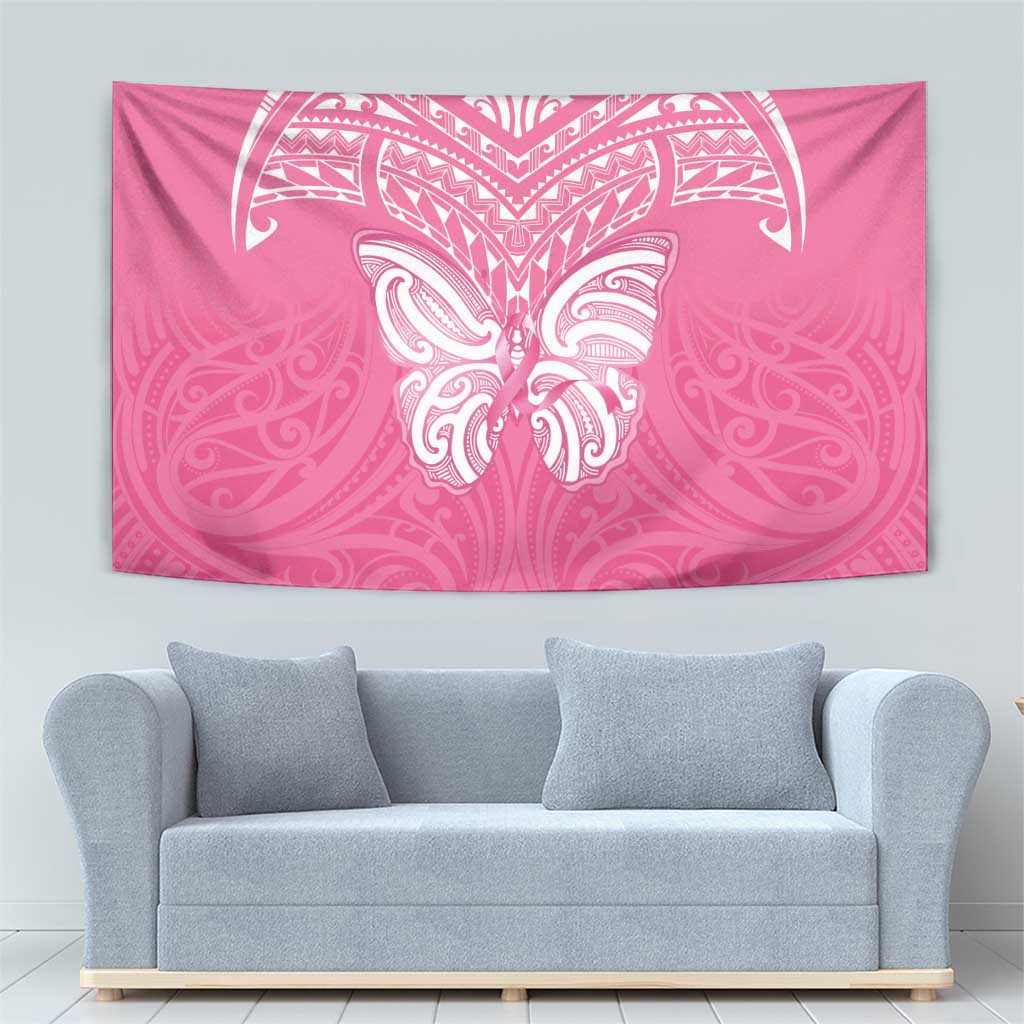 New Zealand Breast Cancer Awareness Tapestry Maori Butterfly Pink Ribbon LT14 - Polynesian Pride