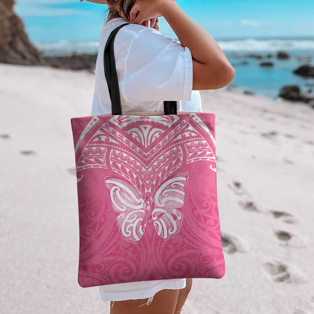 New Zealand Breast Cancer Awareness Tote Bag Maori Butterfly Pink Ribbon LT14 - Polynesian Pride