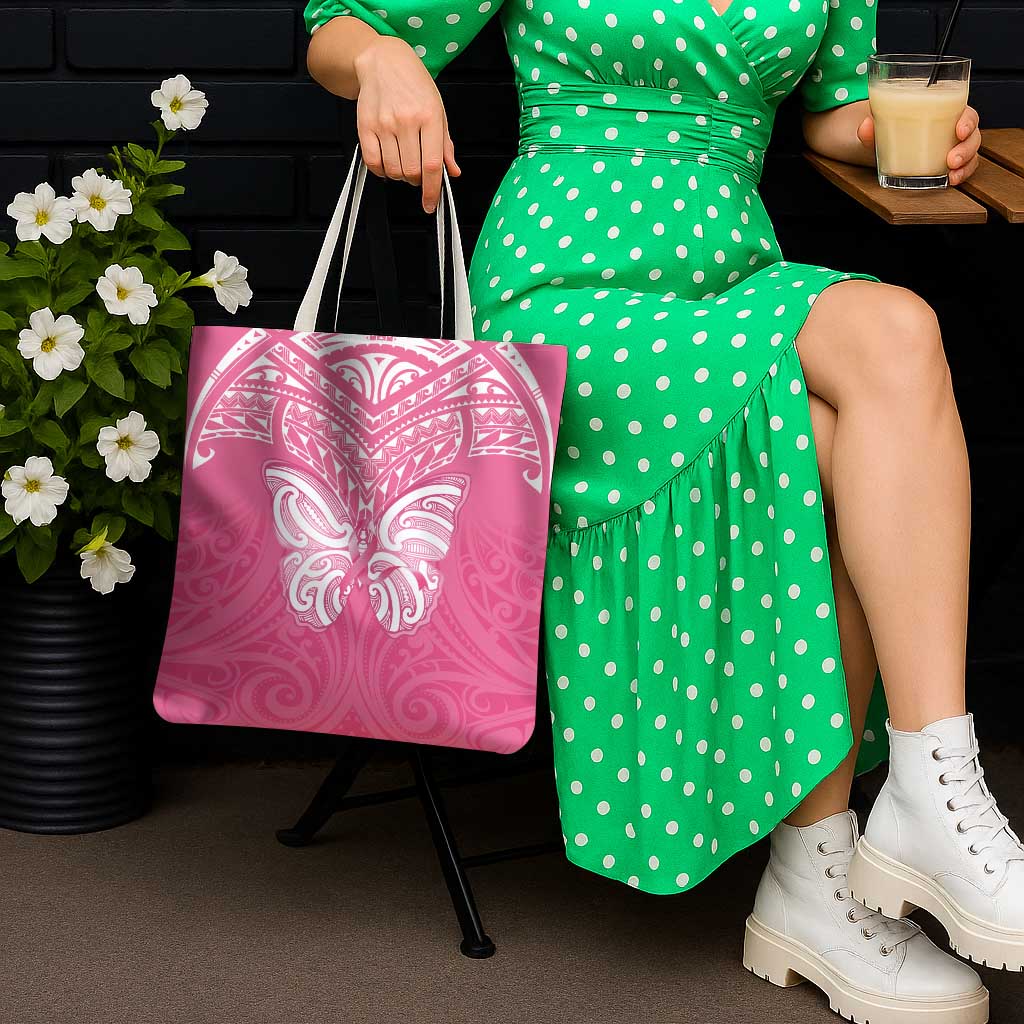 New Zealand Breast Cancer Awareness Tote Bag Maori Butterfly Pink Ribbon LT14 - Polynesian Pride
