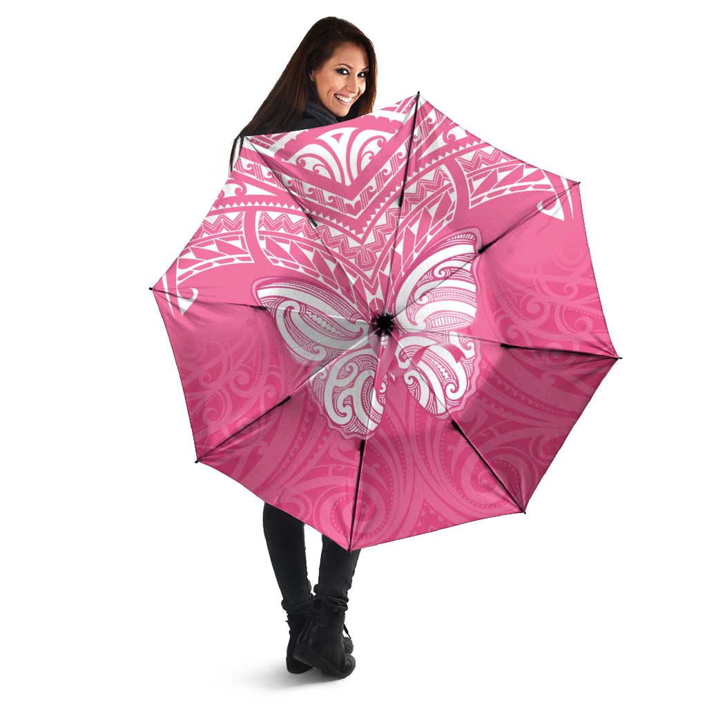 New Zealand Breast Cancer Awareness Umbrella Maori Butterfly Pink Ribbon LT14 - Polynesian Pride