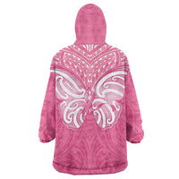 New Zealand Breast Cancer Awareness Wearable Blanket Hoodie Maori Butterfly Pink Ribbon LT14 - Polynesian Pride