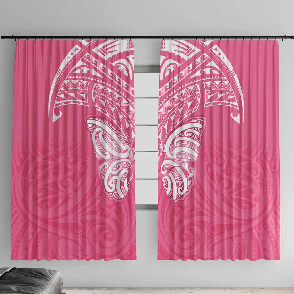 New Zealand Breast Cancer Awareness Window Curtain Maori Butterfly Pink Ribbon LT14 With Hooks Pink - Polynesian Pride