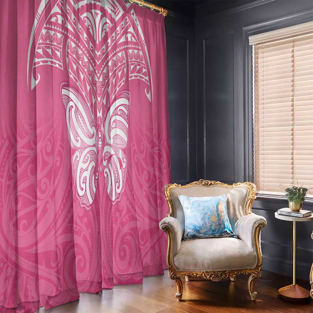New Zealand Breast Cancer Awareness Window Curtain Maori Butterfly Pink Ribbon LT14 - Polynesian Pride