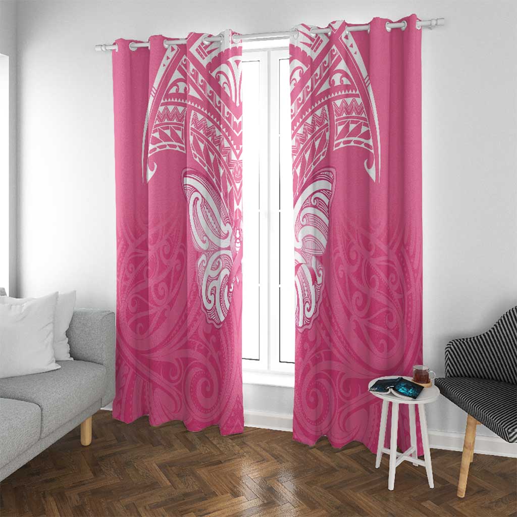 New Zealand Breast Cancer Awareness Window Curtain Maori Butterfly Pink Ribbon LT14 With Grommets Pink - Polynesian Pride