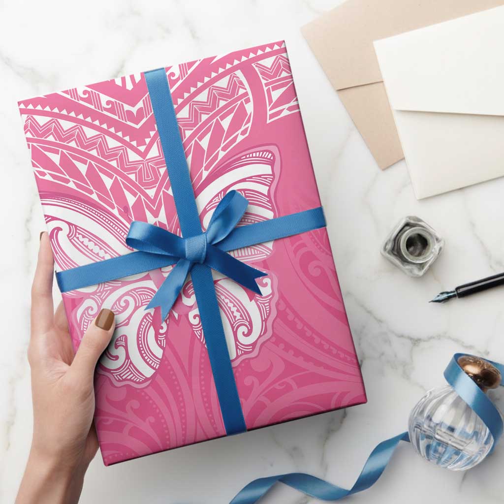 New Zealand Breast Cancer Awareness Wrapping Paper Maori Butterfly Pink Ribbon LT14 - Polynesian Pride
